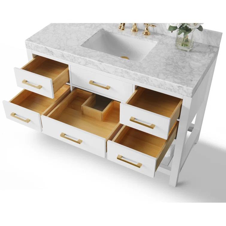 Ancerre Designs Elizabeth 48" Bathroom Vanity Set with Gold Hardware in White