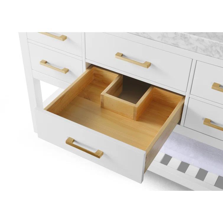Ancerre Designs Elizabeth 48" Bathroom Vanity Set with Gold Hardware in White