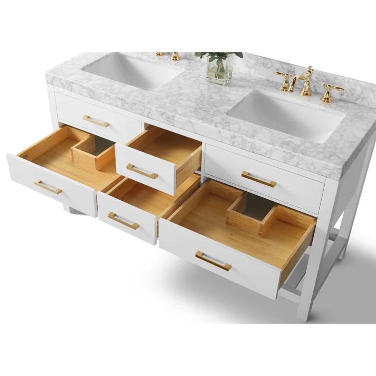 Ancerre Designs Elizabeth 60" Bathroom Vanity Set with Gold Hardware in White