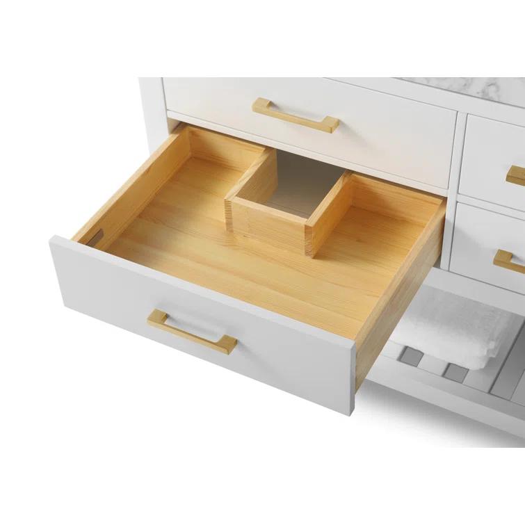 Ancerre Designs Elizabeth 60" Bathroom Vanity Set with Gold Hardware in White