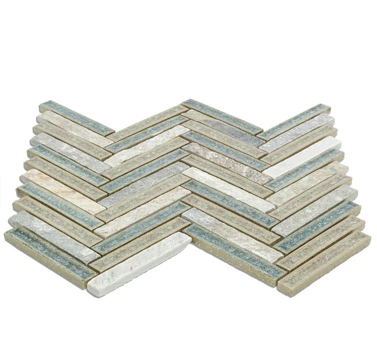 Roman 0.56" x 4" Marble Herringbone Mosaic Wall Tile
