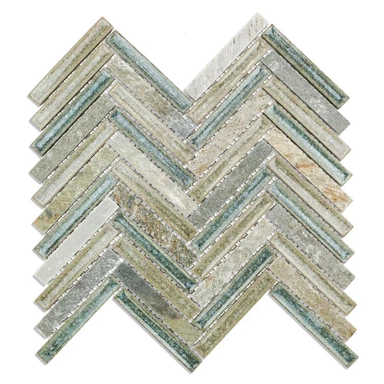 Roman 0.56" x 4" Marble Herringbone Mosaic Wall Tile