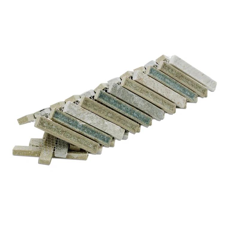 Roman 0.56" x 4" Marble Herringbone Mosaic Wall Tile