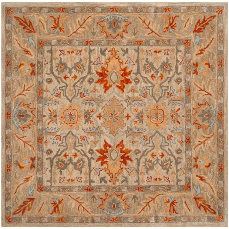 Antiquity AT63 Hand Tufted Area Rug - Beige/Multi - 6'x6' - Safavieh.