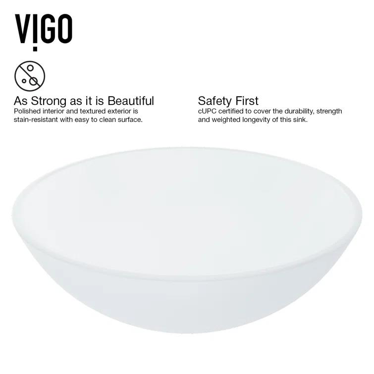 Giovanni Glass 17" L 17" W 6" H Round Vessel Bathroom Sink