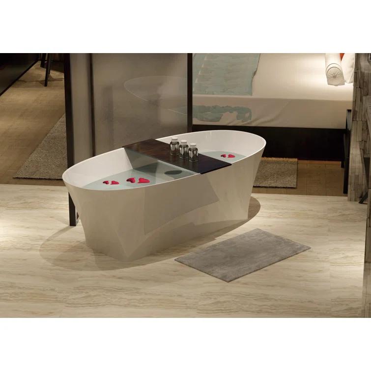 Streamline Bath K-92-70FSWHSS-FM 67" x 32" Freestanding Soaking Solid Surface Bathtub