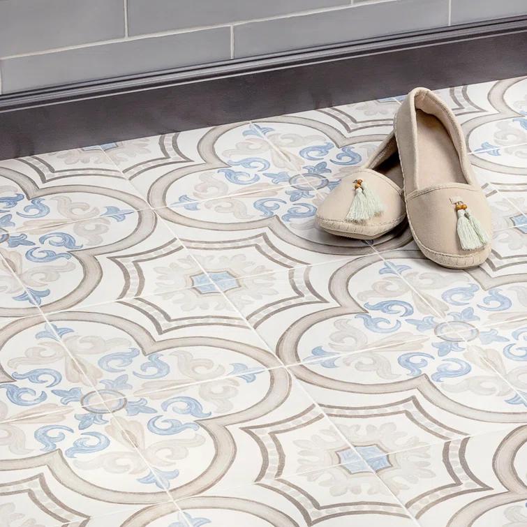 Bond Tile Valencia Daiza 8" x 8" Porcelain Field Tile in Matte Gray/Blue