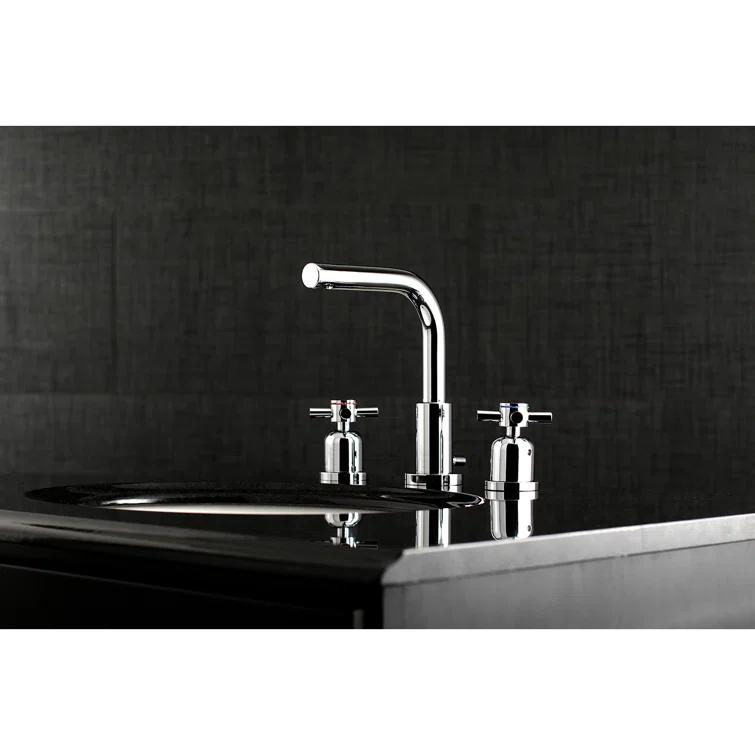 Kingston Brass Concord Two-Handle 3-Hole Deck Mount Widespread Bathroom Faucet with Brass Pop-Up Drain