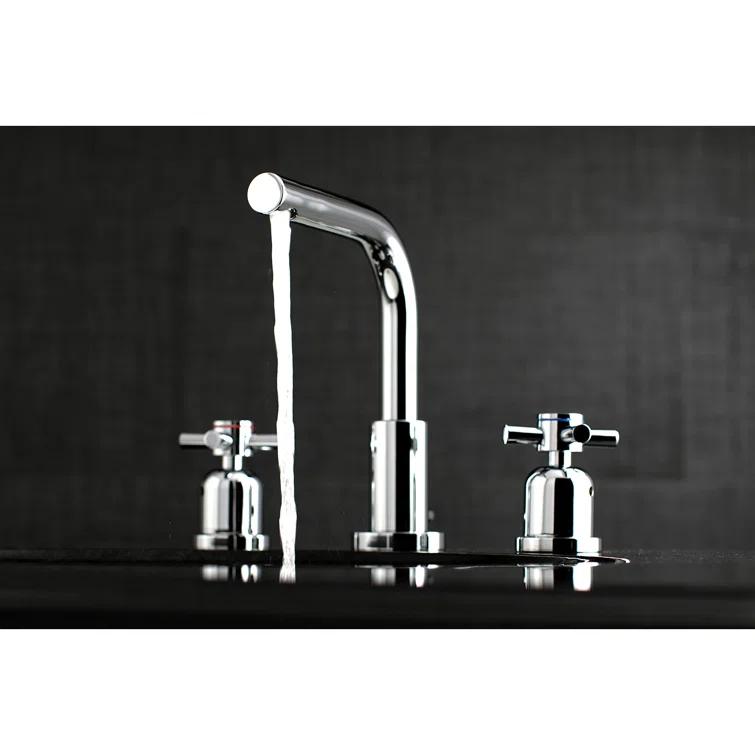 Kingston Brass Concord Two-Handle 3-Hole Deck Mount Widespread Bathroom Faucet with Brass Pop-Up Drain
