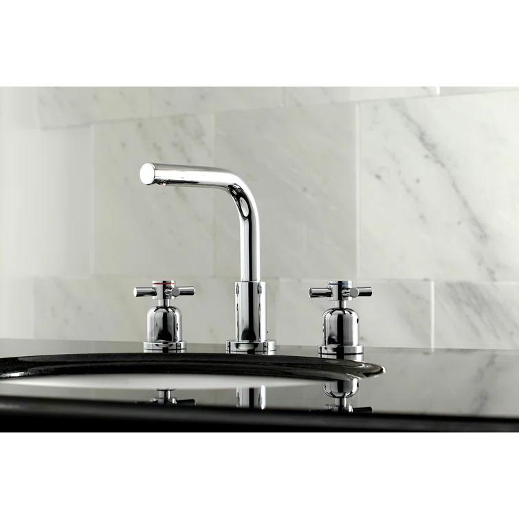 Kingston Brass Concord Two-Handle 3-Hole Deck Mount Widespread Bathroom Faucet with Brass Pop-Up Drain