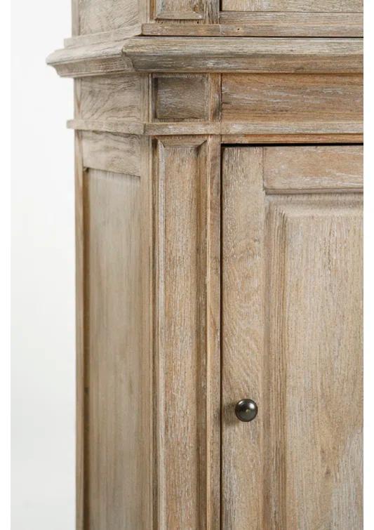 Grey Oak China Cabinet with Glass Doors