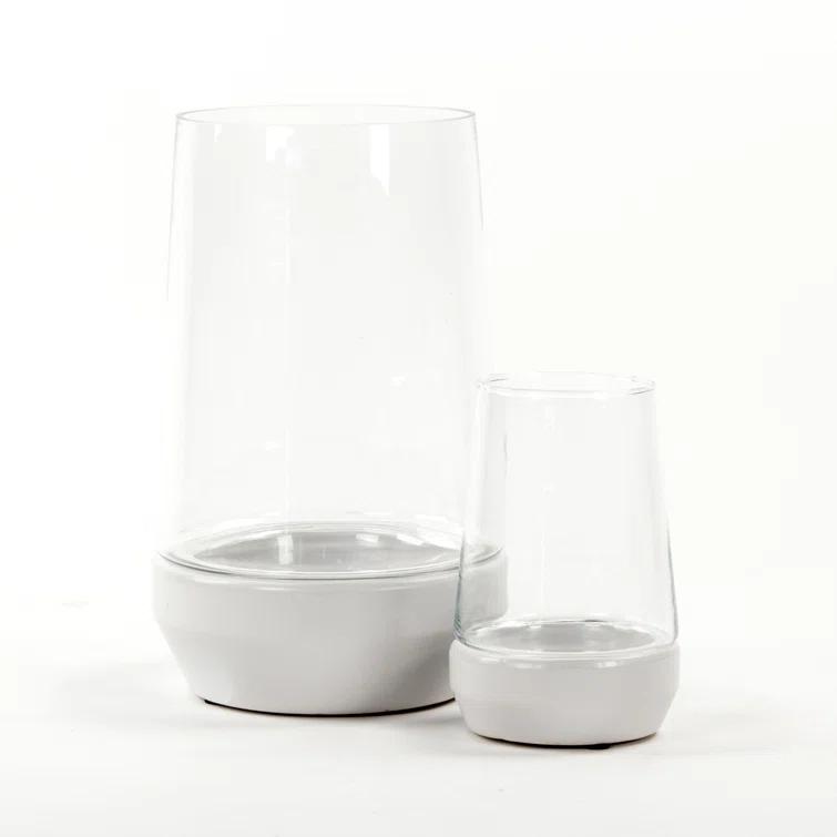 Zentique Glass/Ceramic Tabletop Hurricane with Candle Included