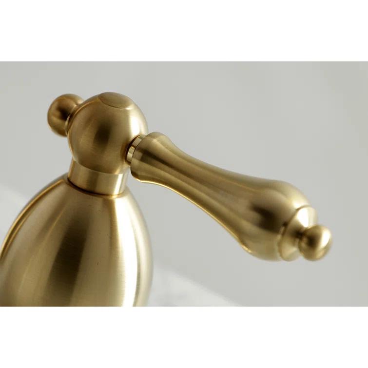 Kingston Brass Heritage Two-Handle 3-Hole Deck Mount Widespread Bathroom Faucet with Brass Pop-Up Drain