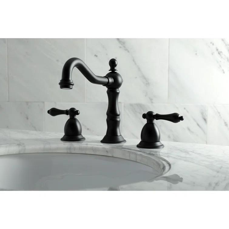 Kingston Brass KS1970AL Kingston Brass Heritage Two-Handle 3-Hole Deck Mount Widespread Bathroom Faucet with Brass Pop-Up Drain