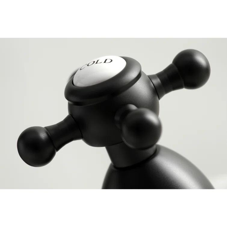 Kingston Brass Heritage Two-Handle 3-Hole Deck Mount Widespread Bathroom Faucet with Brass Pop-Up Drain