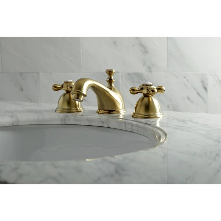 Kingston Brass Duchess Two-Handle 3-Hole Deck Mount Widespread Bathroom Faucet with Brass Pop-Up Drain