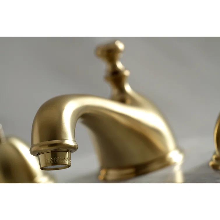 Kingston Brass Duchess Two-Handle 3-Hole Deck Mount Widespread Bathroom Faucet with Brass Pop-Up Drain