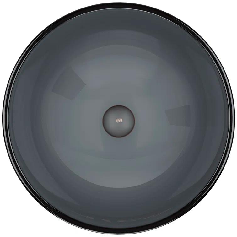 Giovanni Glass 17" L 17" W 6" H Round Vessel Bathroom Sink