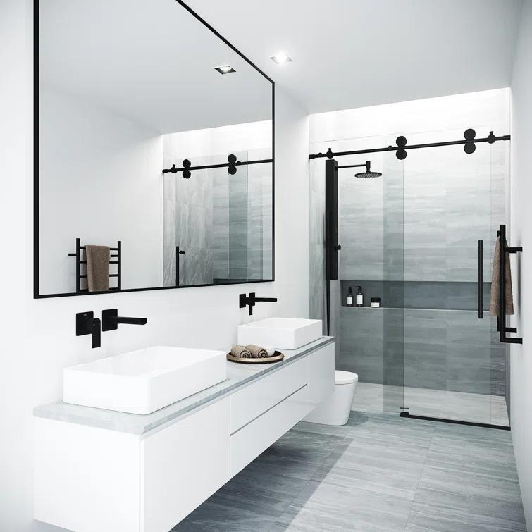 Elan 56-60" W x 74" H Sliding Frameless Shower Door with 3/8" Clear Glass