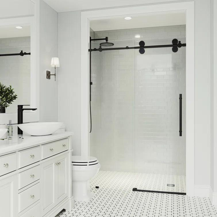 Elan 56-60" W x 74" H Sliding Frameless Shower Door with 3/8" Clear Glass