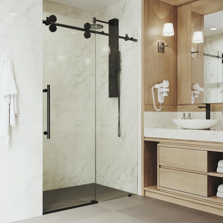 Elan 56-60" W x 74" H Sliding Frameless Shower Door with 3/8" Clear Glass
