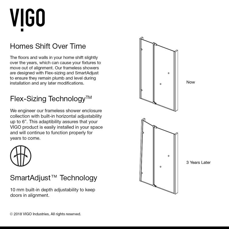 Pirouette 30-36" W x 72" H Pivot Frameless Shower Door with 3/8" Clear Glass