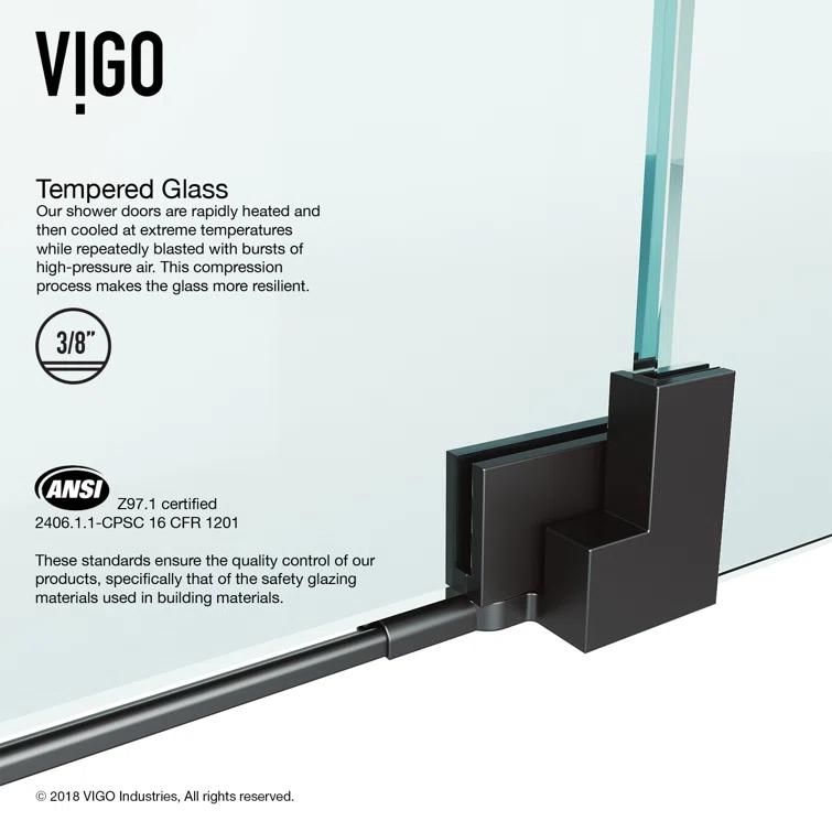 Pirouette 30-36" W x 72" H Pivot Frameless Shower Door with 3/8" Clear Glass