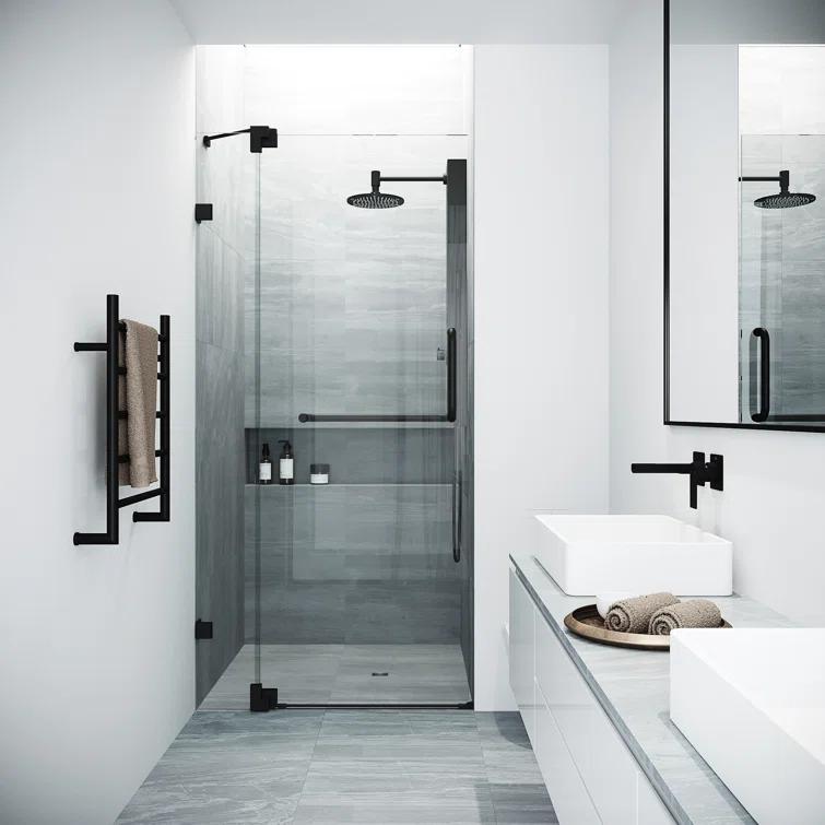 Pirouette 30-36" W x 72" H Pivot Frameless Shower Door with 3/8" Clear Glass