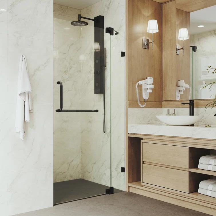 Pirouette 30-36" W x 72" H Pivot Frameless Shower Door with 3/8" Clear Glass