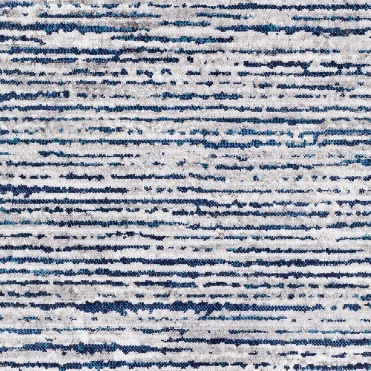 Cepeda Machine Woven Striped Navy/Light Gray Area Rug