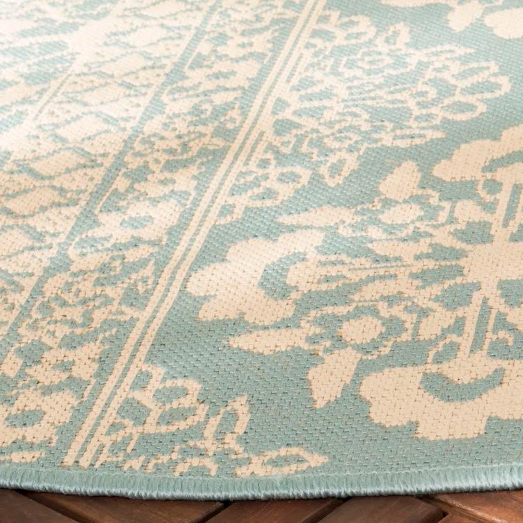 Danya Cream/Aqua Indoor/Outdoor Area Rug