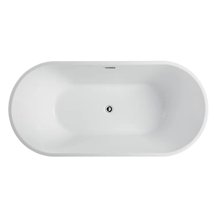 Iris 59" x 30" Freestanding Soaking Acrylic Bathtub