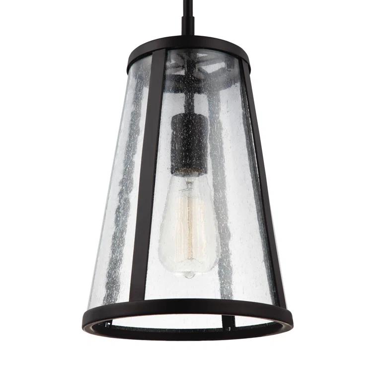 Generation Lighting Harrow 1 -Light Oil Rubbed Bronze Modern/contemporary Clear glass Dome Mini Hanging Pendant light