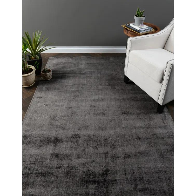 Cameron Hand-Woven Charcoal Wool and Viscose Area Rug