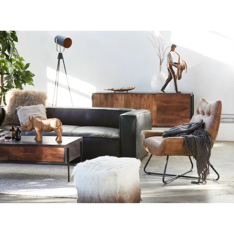 Cappuccino Graduate Leather Lounge Chair with Metal Frame