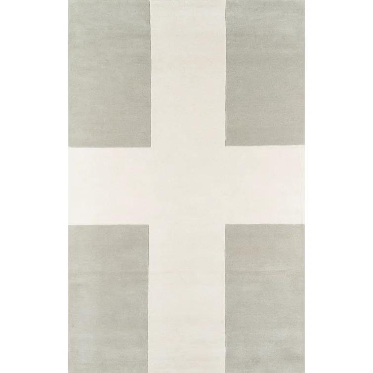 Delmar Geometric Handmade Tufted Wool Gray/Beige Area Rug