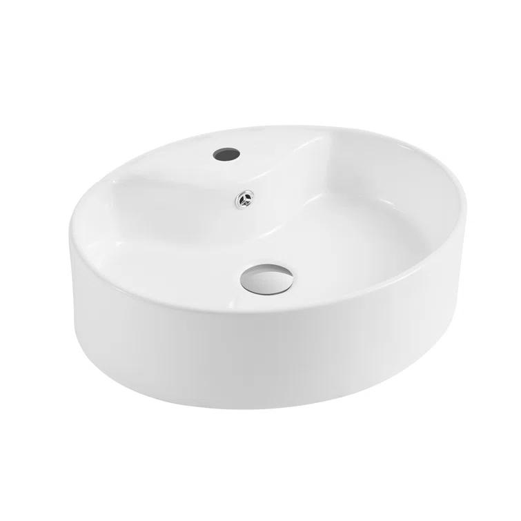 Safavieh Brook 16.7'' White Ceramic Circular Bathroom Sink with Overflow