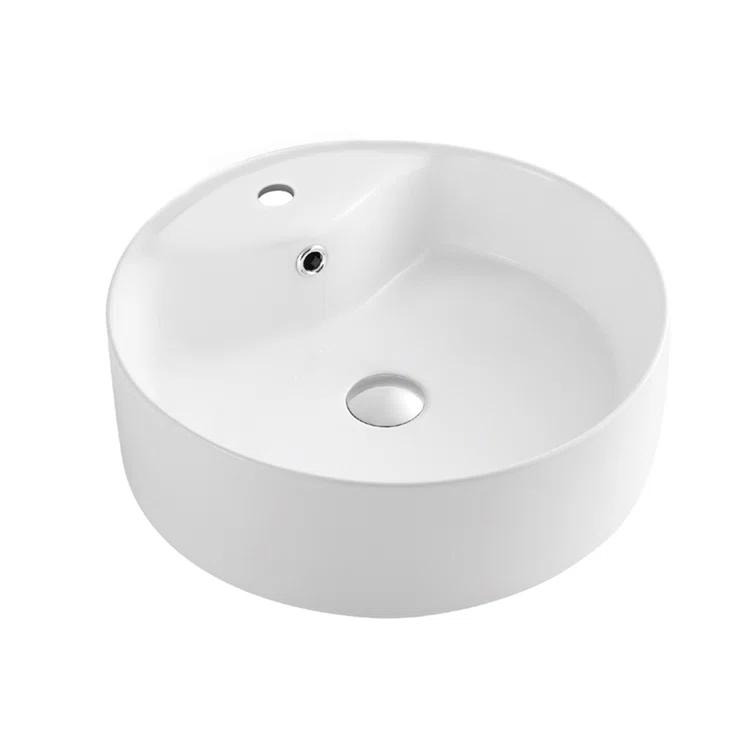 Safavieh Mira 16.92'' White Ceramic Circular Bathroom Sink with Overflow