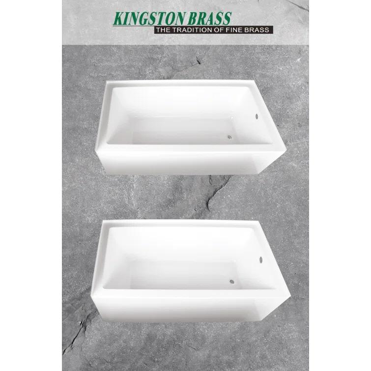 Kingston Brass Aqua Eden 66-Inch Acrylic Rectangular 3-Wall Alcove Tub