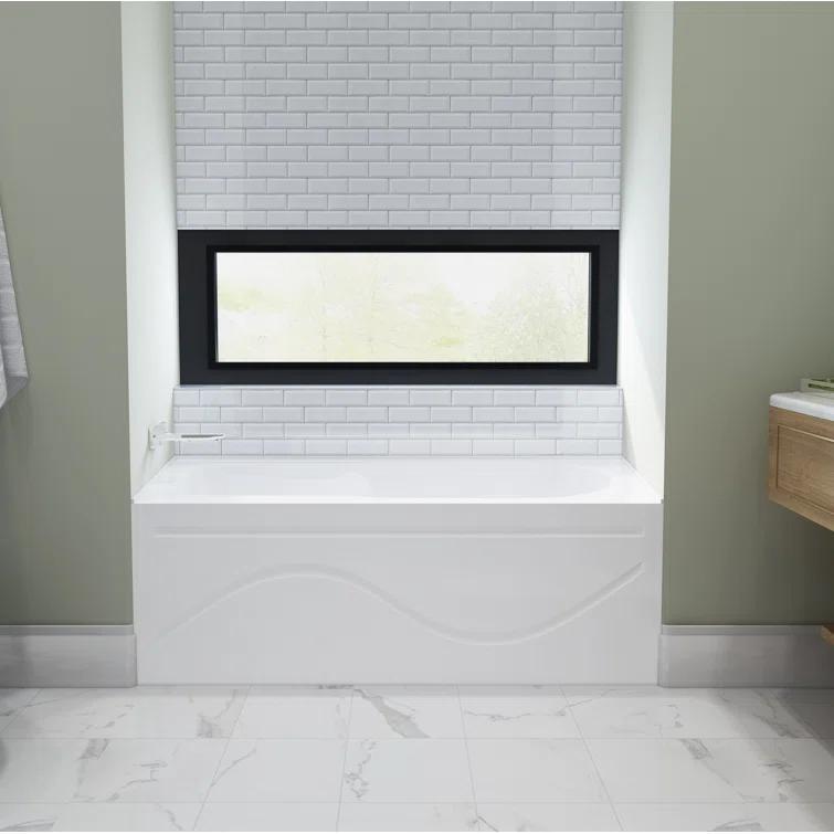 Kingston Brass Aqua Eden 60-Inch Acrylic Rectangular 3-Wall Alcove Tub with Anti Skid and Drain Hole