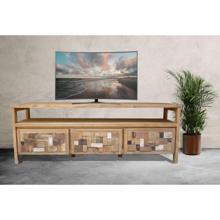 Chic Teak Mosaic 70" Reclaimed Teak TV Stand with Storage