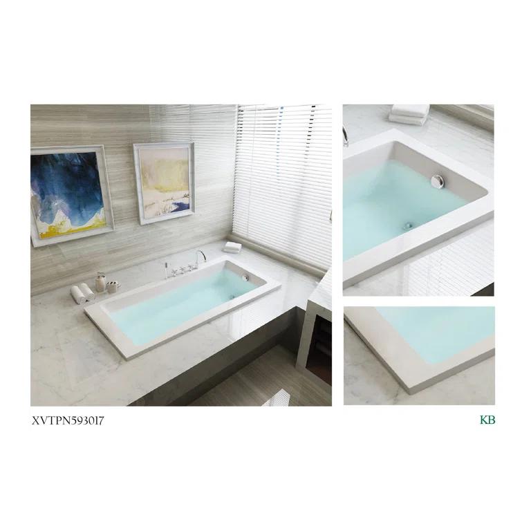 Kingston Brass XVTPN593017 Kingston Brass Aqua Eden 59-Inch Acrylic Rectangular Drop-In Tub with Drain