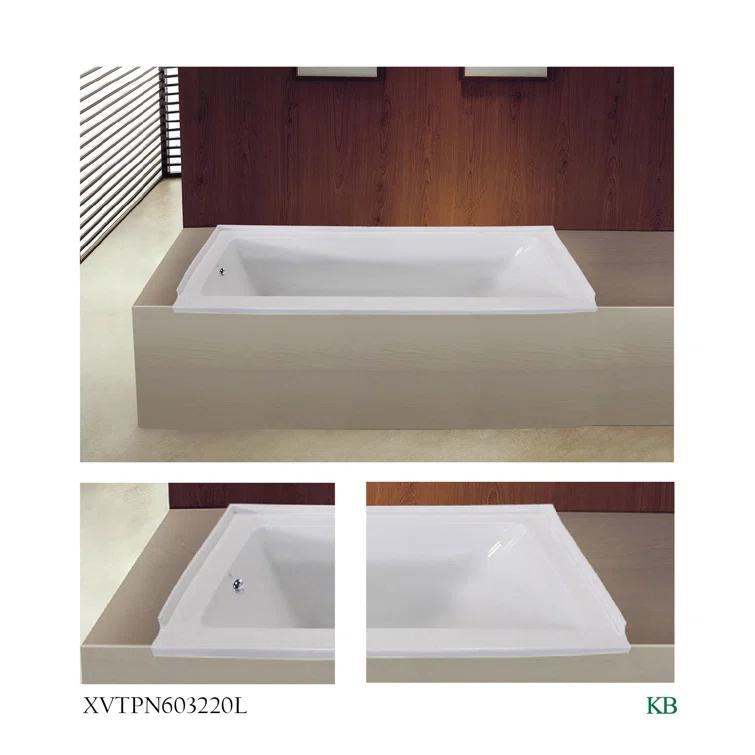 Kingston Brass Aqua Eden 60-Inch Acrylic Rectangular Drop-In Tub