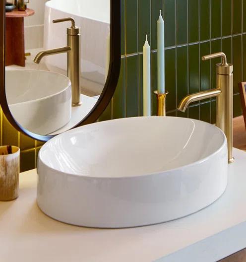 Vox® Vitreous China Oval Vessel Bathroom Sink with Overflow