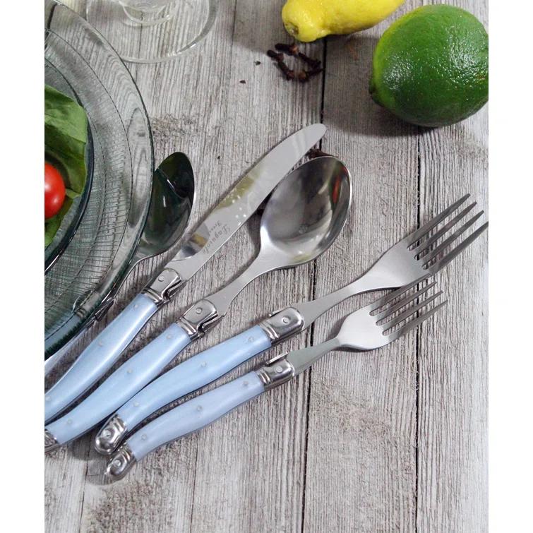 French Home Laguoile 20pc Stainless Steel Silverware Set Blue: Flatware Set, Service for 4, Dishwasher-Safe