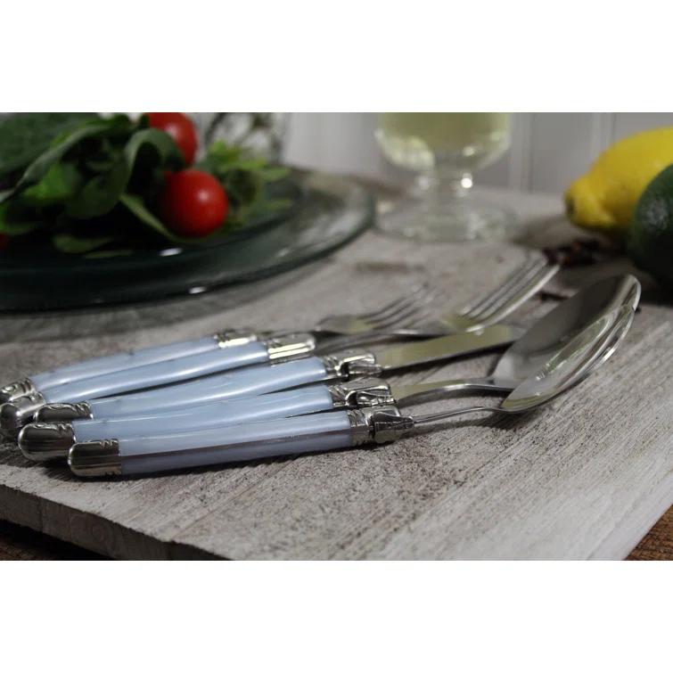 French Home Laguoile 20pc Stainless Steel Silverware Set Blue: Flatware Set, Service for 4, Dishwasher-Safe