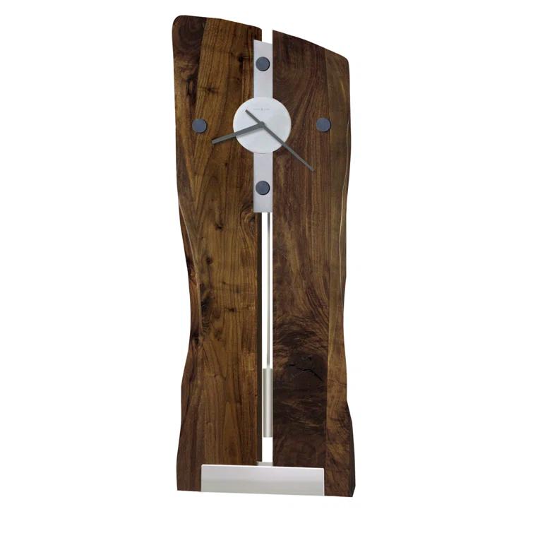 Modern Walnut and Nickel 35" Analog Wall Clock