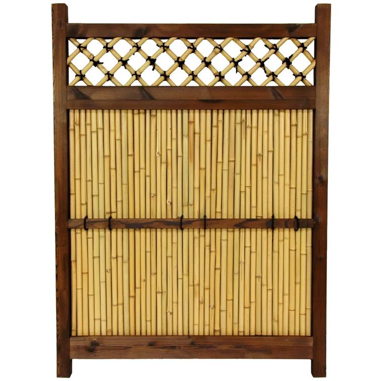 Light Bamboo and Wood Japanese Zen Garden Fence Panel
