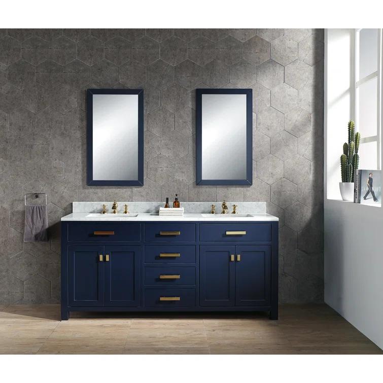 Madison 72" Monarch Blue Double Sink Vanity with Marble Top