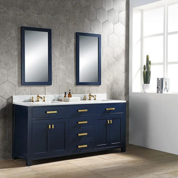Madison 72" Monarch Blue Double Sink Vanity with Marble Top